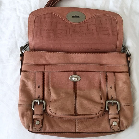 Fossil Messenger Bag Pink Satchel Crossbody - Picture 2 of 8